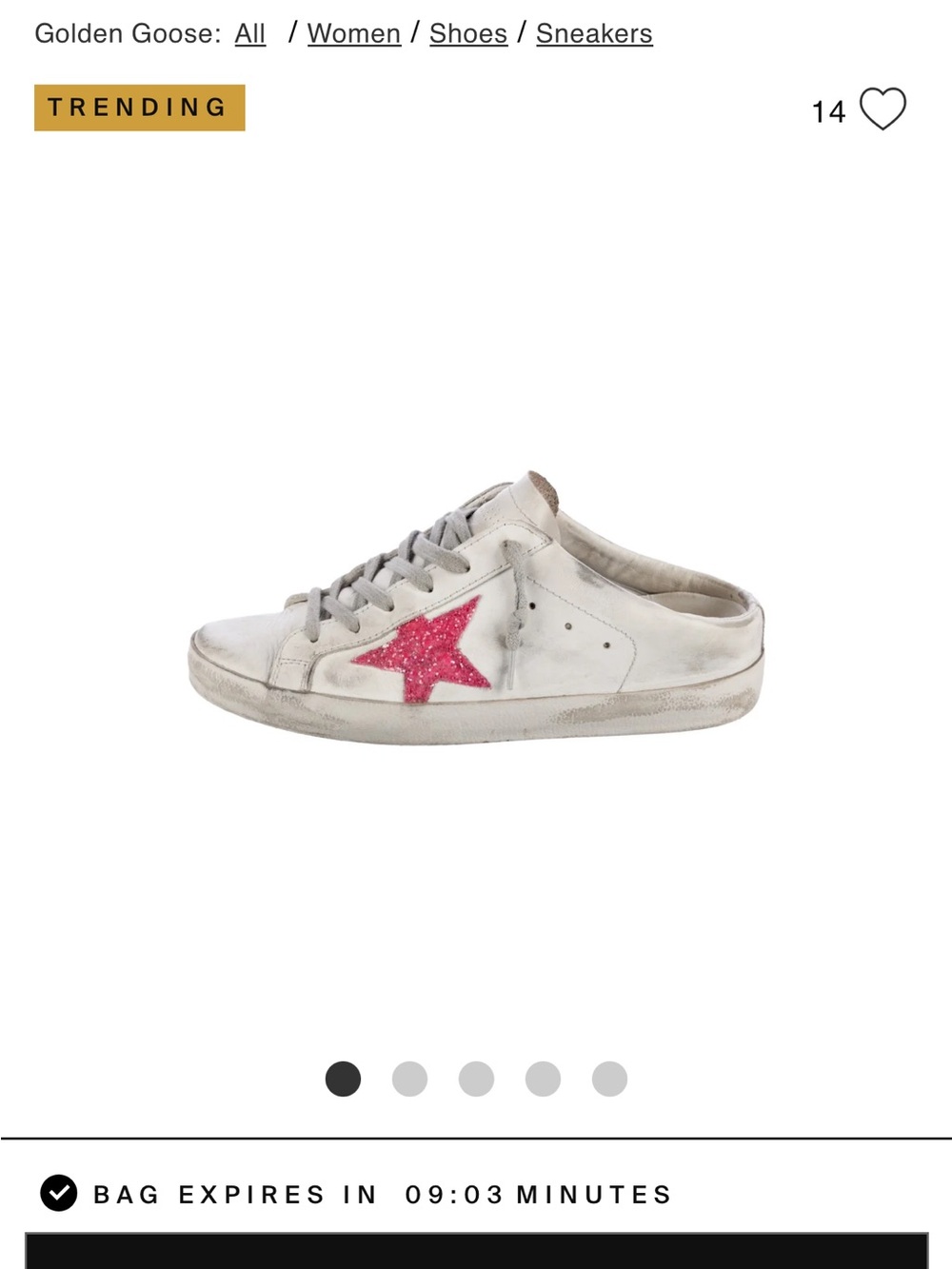 Golden Goose  White Slip-On Sneaker with Pink Star Accent